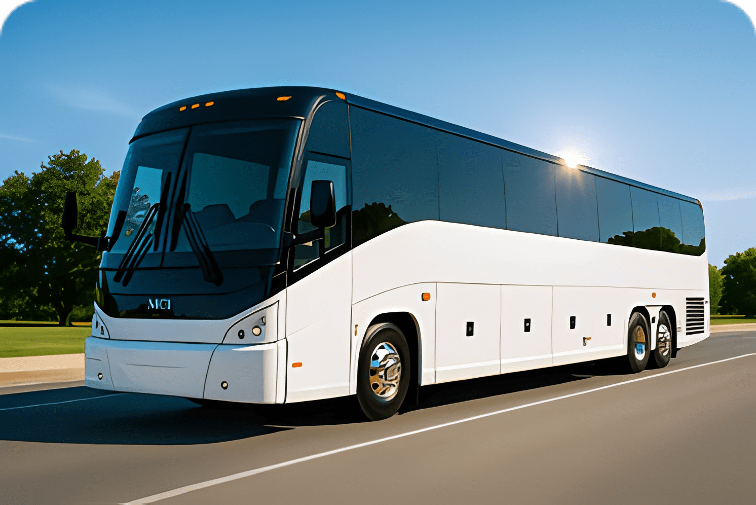 Modern coach bus driving