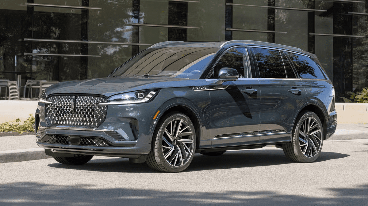 Luxury SUV parked on city street