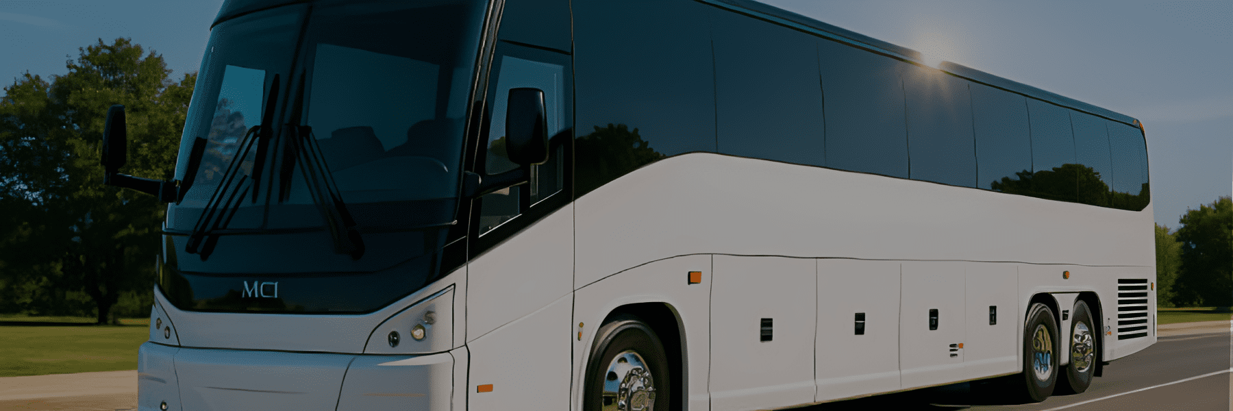 Modern coach bus parked on road