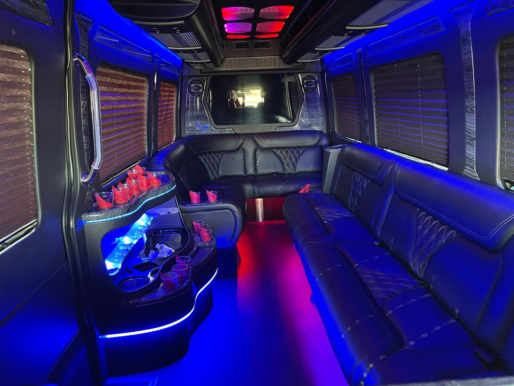 Spacious party bus lounge