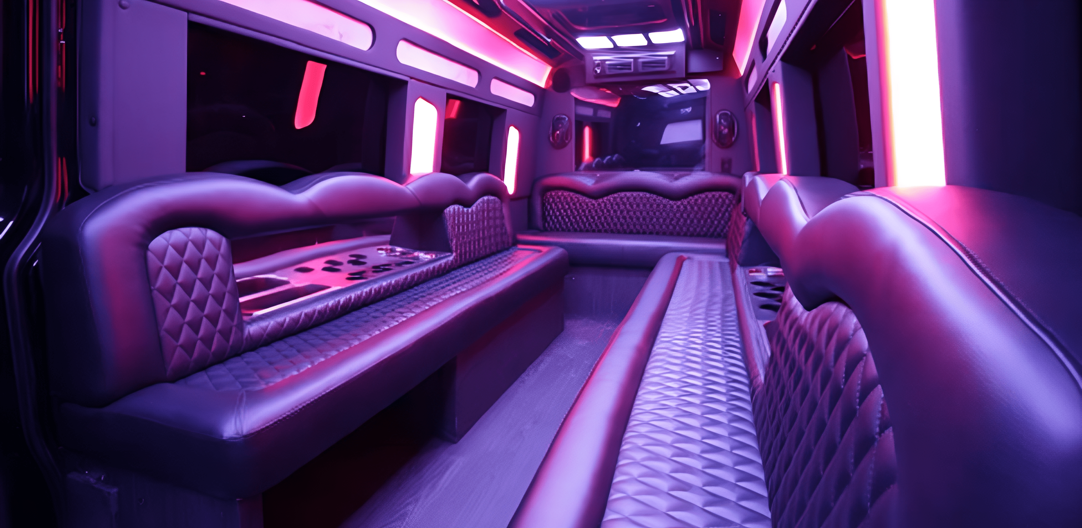 Modern party bus seating arrangement