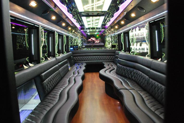 Spacious limo bus with leather seating