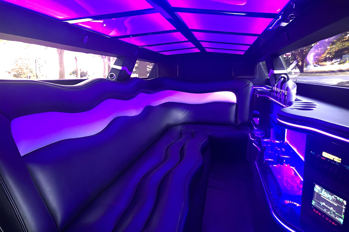 Elegant stretch limo with ambient illumination