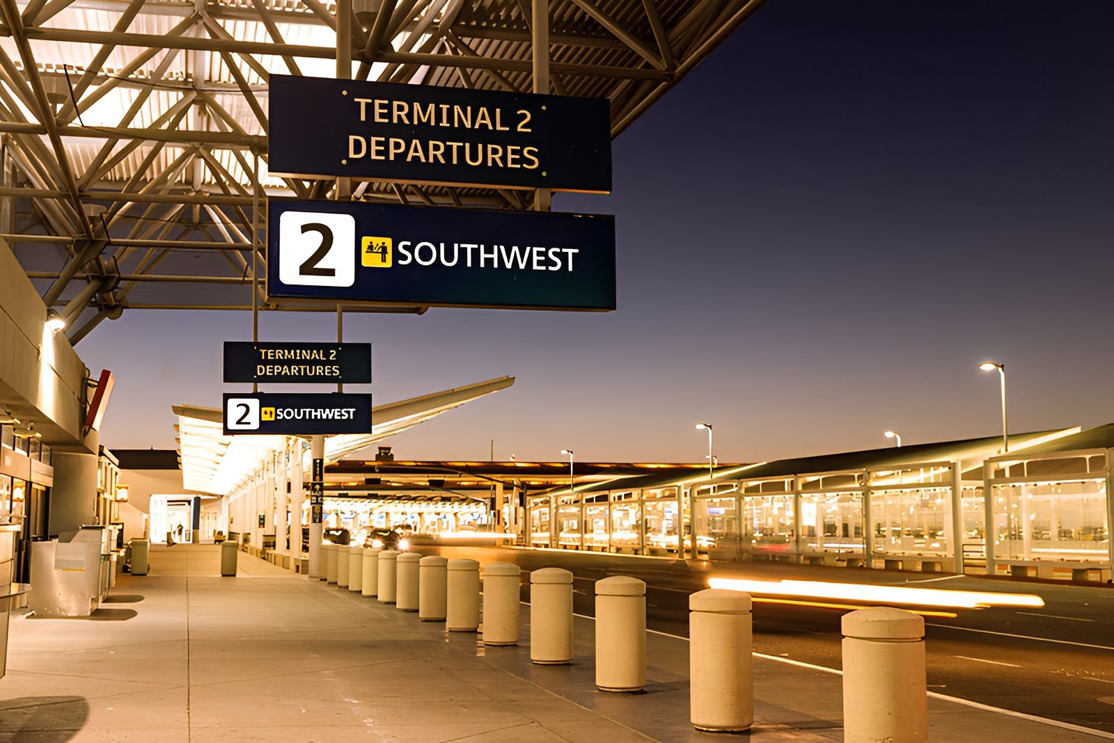 Terminal 2 departures area with signage