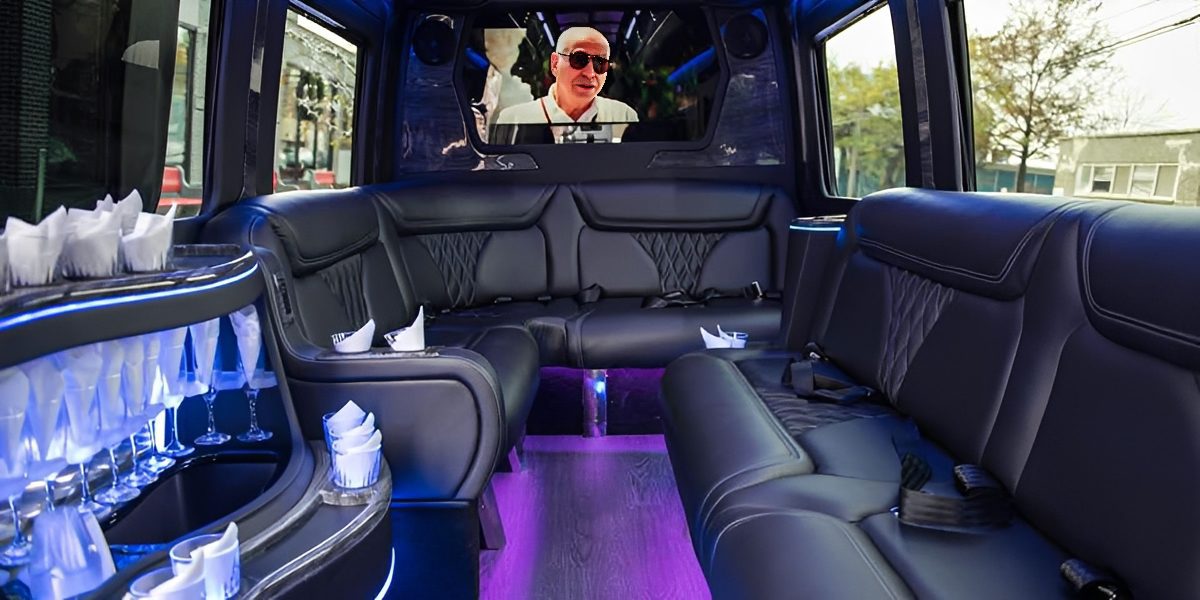 Limo with bar and TV screen